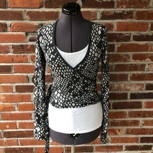 omgirl Ballet Wrap Crop Cardigan Long-Sleeve Lightweight Ballet Wrap Top S